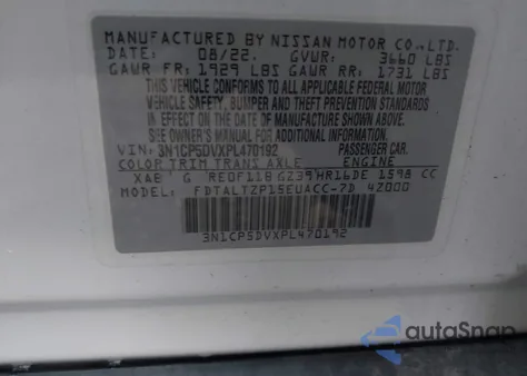 2023 Nissan Kicks Sr Xtronic Cvt z USA, uszkodzony, nr VIN 3N1CP5DVXPL470192